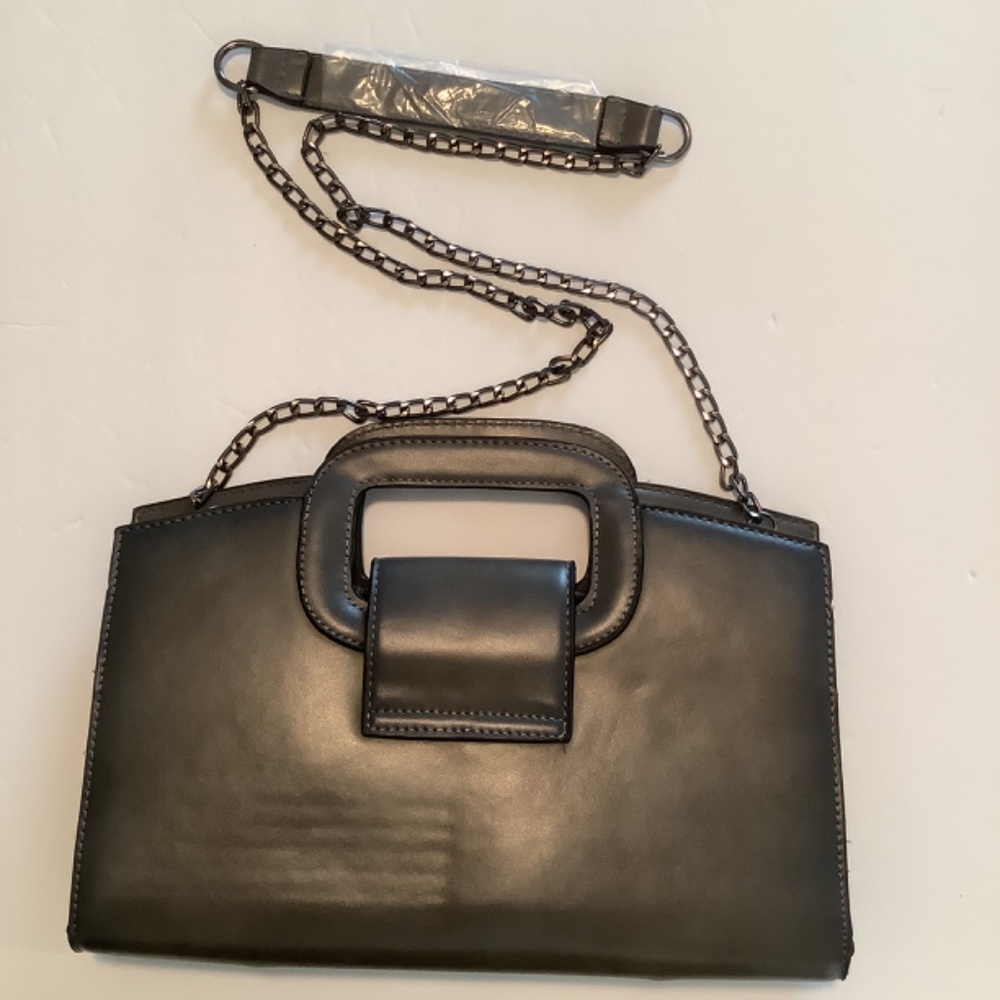 Gray Leather Purse NWOT - Picture 2 of 4